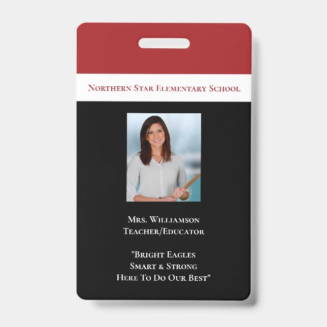 School Employee Staff Photo Id Teacher Badge (Front)