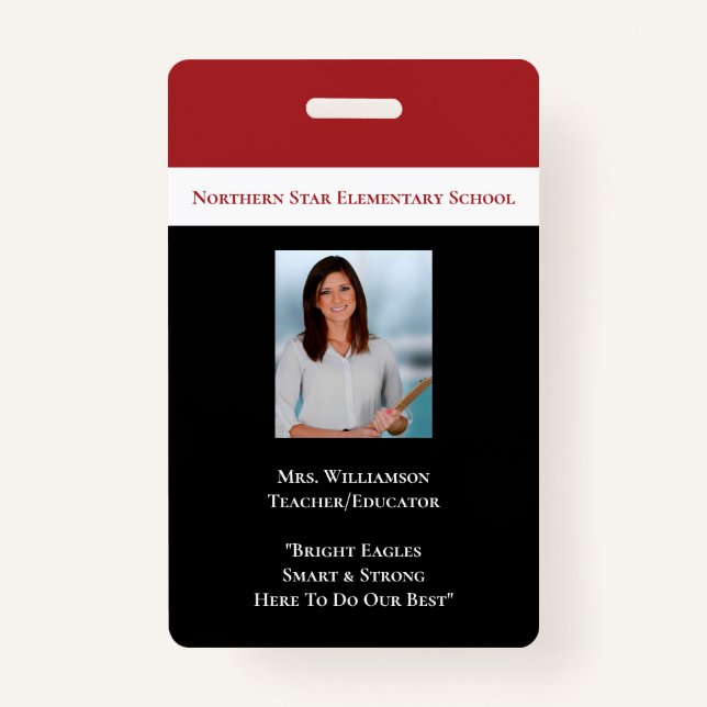School Employee Staff Photo Id Teacher ID Badge (Front)