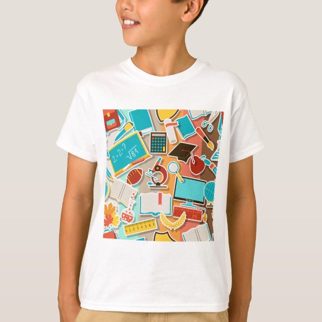 School Equipment Icons T-Shirt (Front)