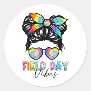 School Field Day Fun Tie Dye Field Day 2025 Girls  Classic Round Sticker