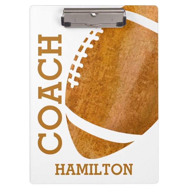 School Football Coach Personalised Retro Trendy Clipboard (Front)