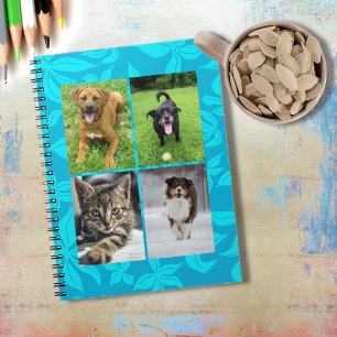 School Four Photo Blue Flowers Classroom Notebook