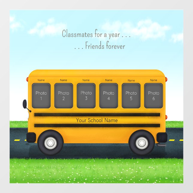 School Friends Personalised School Bus 6 Photos (Sheet)