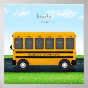 School Friends Personalised School Bus 6 Photos Poster