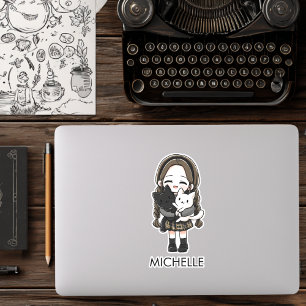 School Girl Cute Girly Anime Cartoon Personalized