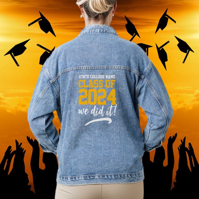 School Graduating Class of 202X Letterman Varsity Denim Jacket (Graduating Class of School College Letterman/Varsity Denim Jacket Cover Photo.)