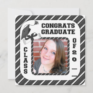 School Graduation Announcement, Invitation Black