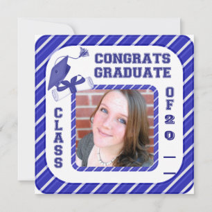 School Graduation Announcement, Invitation Blue