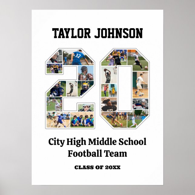 School Graduation Player Number 20 Photo Collage Poster (Front)