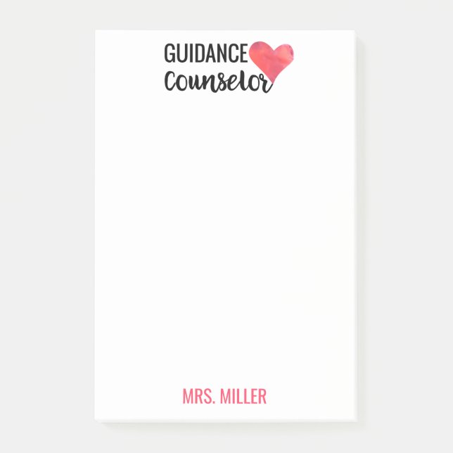 School Guidance Counsellor Personalised Watercolor Post-it Notes (Front)