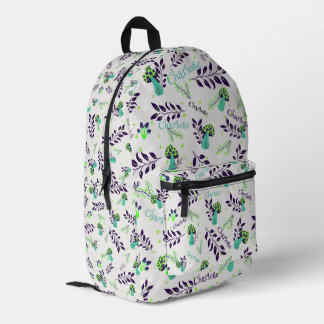 School Gym Ice White Funny Mushrooms Custom Name Printed Backpack