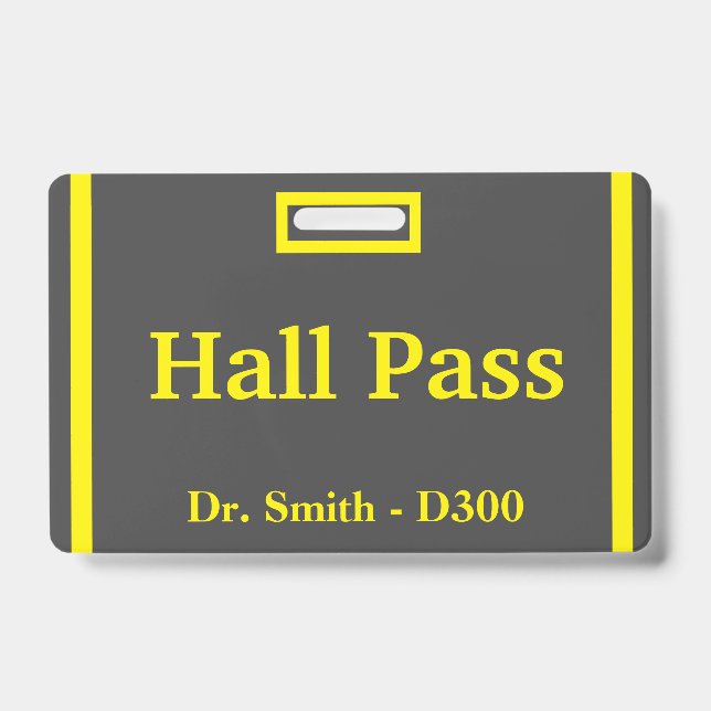 School Hall Pass ID Badge (Front)