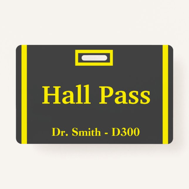 School Hall Pass ID Badge (Front)