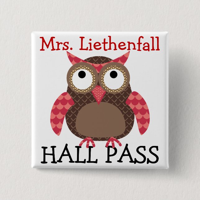 School Hall Pass - SRF 15 Cm Square Badge (Front)