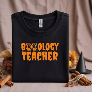 School halloween Boo teacher orange typography T-Shirt