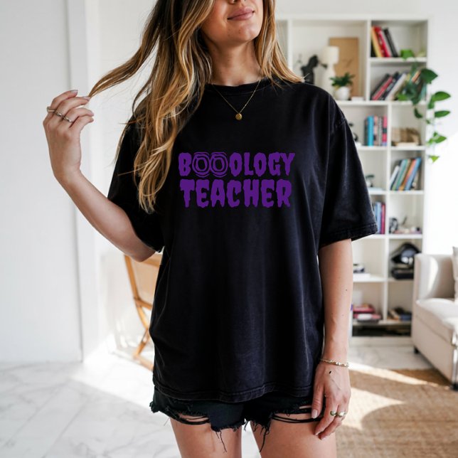  School halloween Boo teacher purple typography T-Shirt (Creator Uploaded)