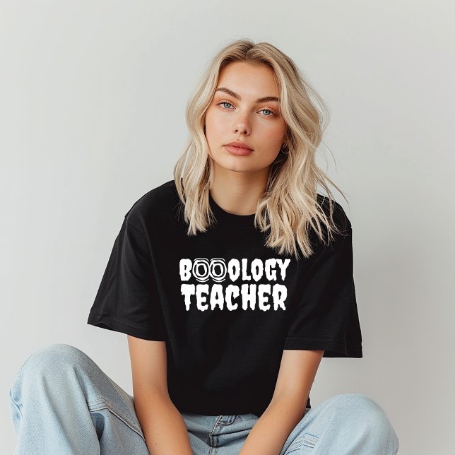  School halloween Boo teacher white typography T-Shirt (Creator Uploaded)