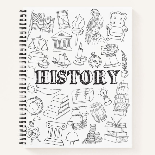 School History Teacher Doodle History Art Colourin Notebook (Front)