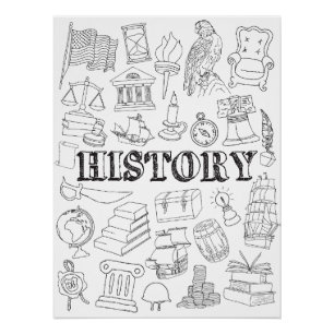 School History Teacher Doodle History Art Colourin Poster