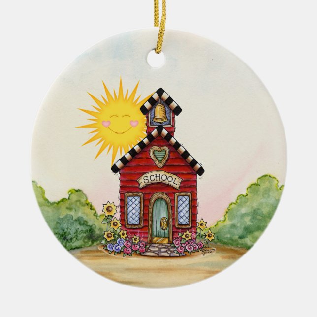 School House - SRF Ceramic Tree Decoration (Front)