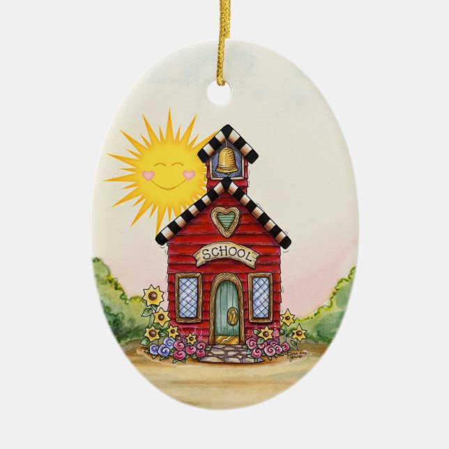 School House - SRF Ceramic Tree Decoration (Front)