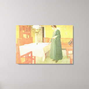 School Household, Dining Room Scene, pub. in 'Lass Canvas Print