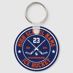 School Ice Hockey Sports Team Custom Colour Key Ring