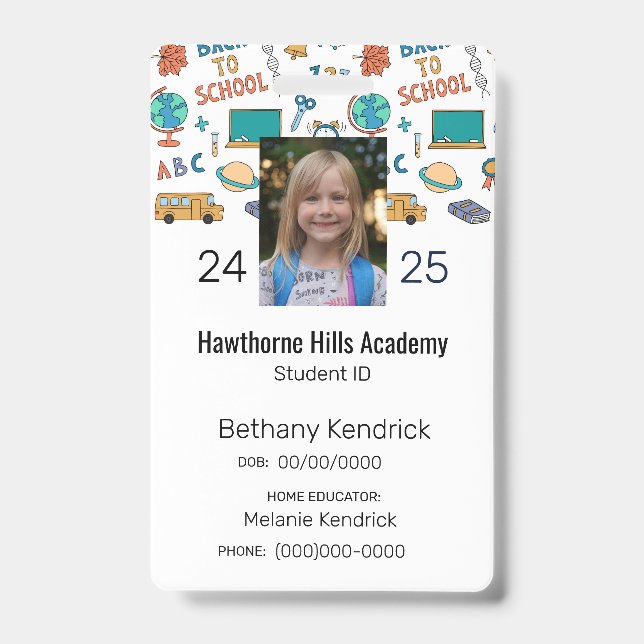 School Icons Homeschool Student ID Badge (Front)