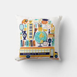 School Illustrations custom name throw pillows