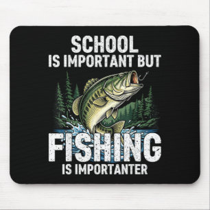 School important fishing funny fisherman men kids mouse pad