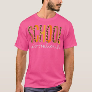 School Interventionist leopard Fall Autumn Thanksg T-Shirt
