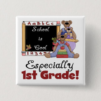 School is Cool Especially 1st Grade 15 Cm Square Badge