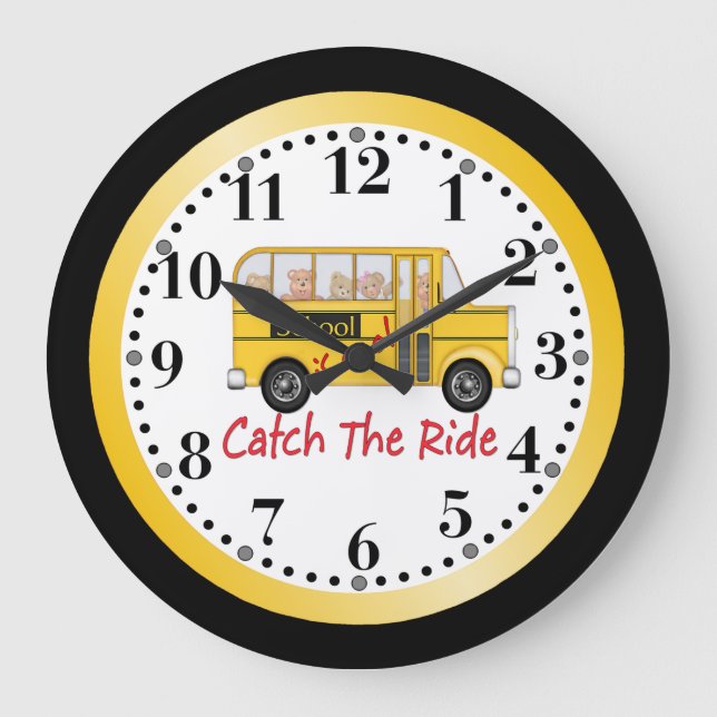 School is Cool School bus Large Clock (Front)