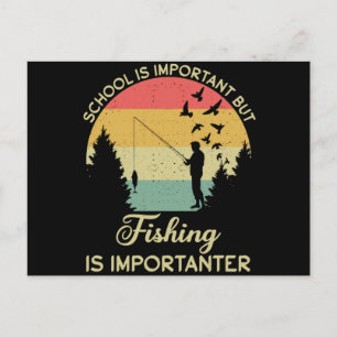 School Is Important Fishing Vintage Fishing Postcard
