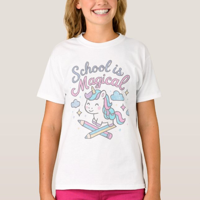 School Is Magical – Cute Unicorn Back to School De T-Shirt (Front)