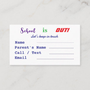 School is out kids business card