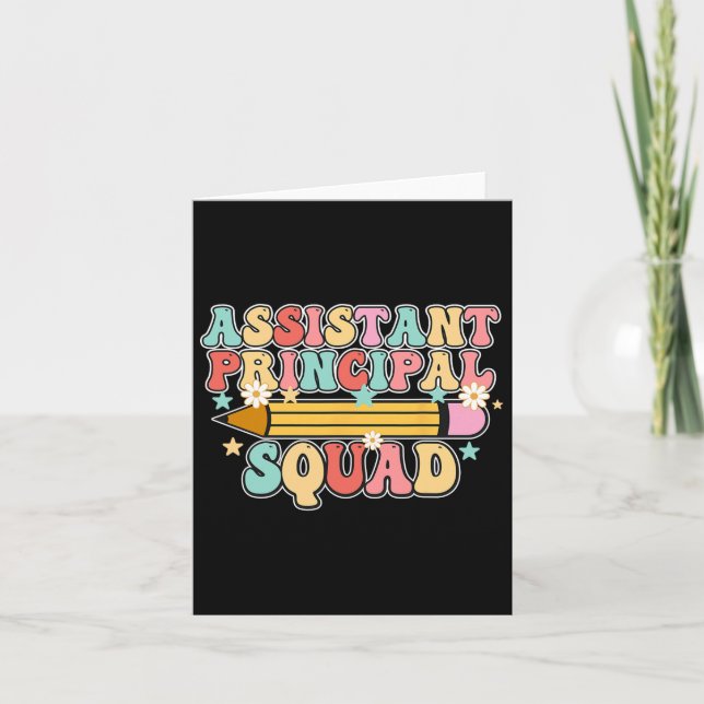 School Istant Principal Squad Retro Back To School Card (Front)