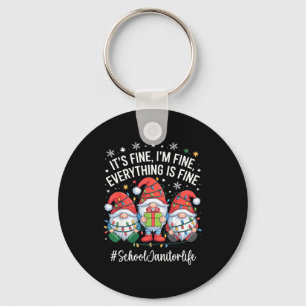 School Janitor Gnome Everything Is Fine Funny Chri Key Ring