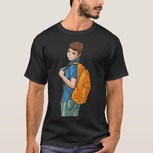 School Kid Wearing Backpack T-Shirt