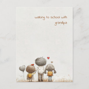 School Kids with Grandfather Postcard