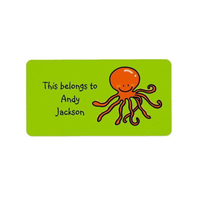 School Labels ( cute octopus ) (Front)