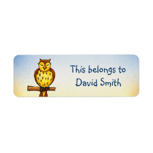 School Labels with wise owl