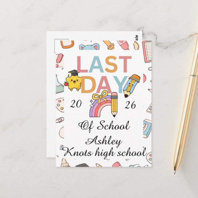School leaver personalised autographs  postcard (Front/Back In Situ)