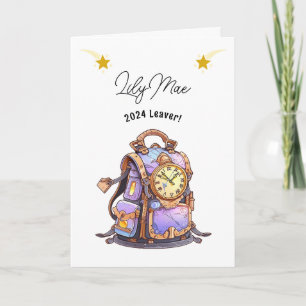 School Leavers Clock Back Pack Card