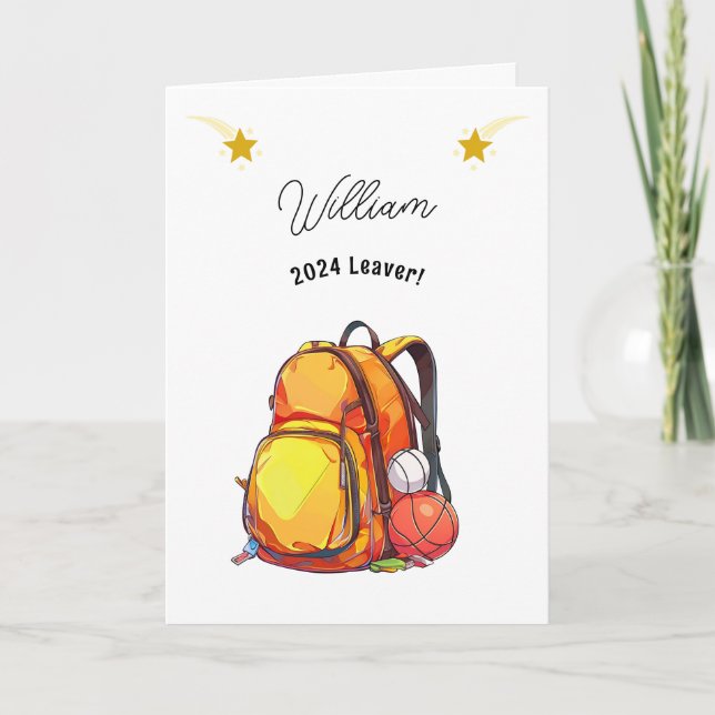 School Leavers Sport Back Pack Card (Front)