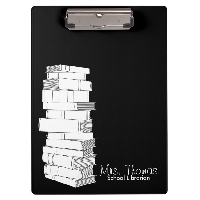 School Librarian Clipboard (Black & White) (Front)