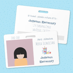 School Librarian Horizontal White Photo ID Badge