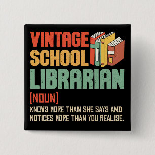 School Librarian Pronunciation Funny 15 Cm Square Badge