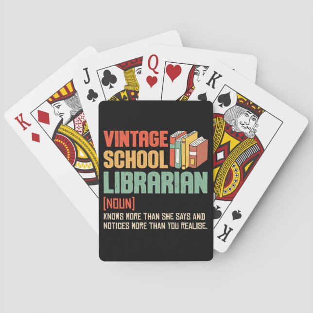 School Librarian Pronunciation Funny Playing Cards (Back)