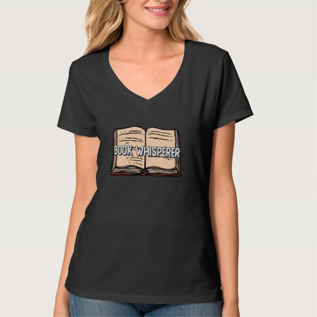 School Library Book Whisperer Funny Back To School T-Shirt (Front)